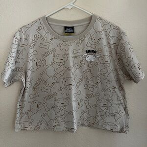 Vintage CRAYON SHIN CHAN Shiro Over Print Crop Top Tee Shirt Anime